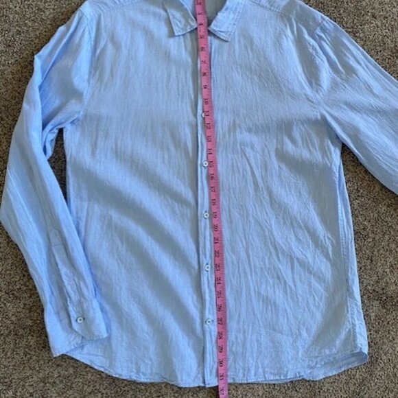 INTIMISSIMI Uomo Light Blue Linen/Cotton Button Up Shirt XL - Picture 9 of 14